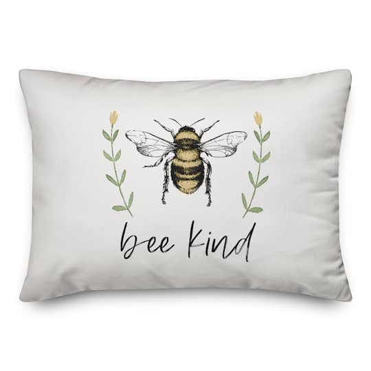 Bee Kind Flowers 14" x 20" Throw Pillow